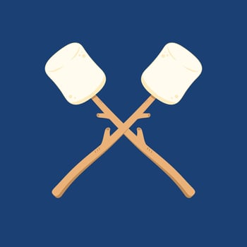 Marshmallow stick. Marshmallow logo design. White Marshmallow icon. vector