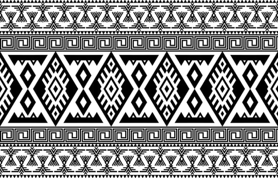 Ikat tribal seamless pattern. Ethnic Aztec fabric carpet mandala ornament native boho chevron textile. Geometric oriental tranditional. Abstract embroidery background. vector