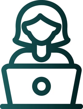 Woman Using Laptop Vector Icon Design