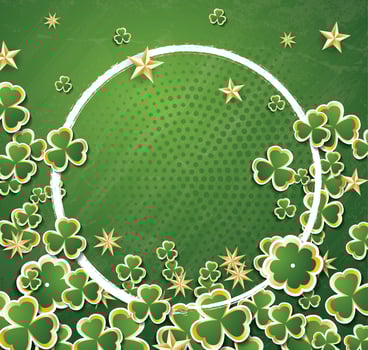 White Circle Frame with Clovers for St. Patrick's Day. vector
