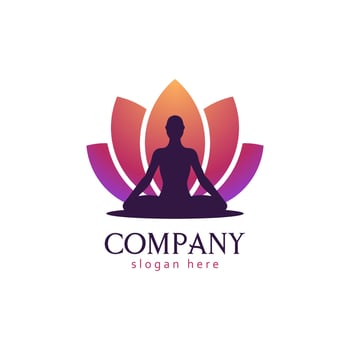 lotus yoga silhouette woman logo vector