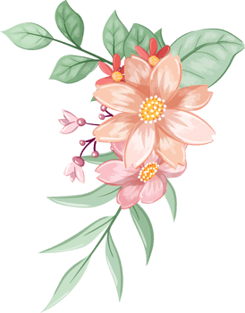 Orange Flower Arrangement with watercolor style png