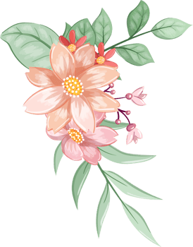 Orange Flower Arrangement with watercolor style png
