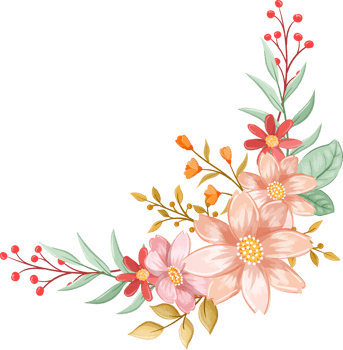 Orange Flower Arrangement with watercolor style png
