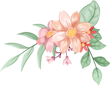 Orange Flower Arrangement with watercolor style png