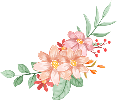 Orange Flower Arrangement with watercolor style png