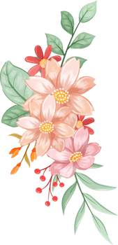 Orange Flower Arrangement with watercolor style png