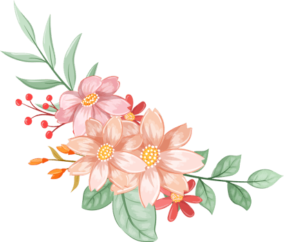 Orange Flower Arrangement with watercolor style png
