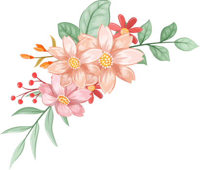 Orange Flower Arrangement with watercolor style png