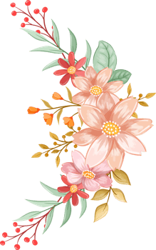 Orange Flower Arrangement with watercolor style png
