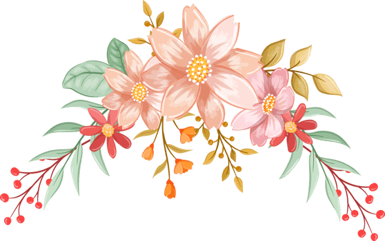 Orange Flower Arrangement with watercolor style png