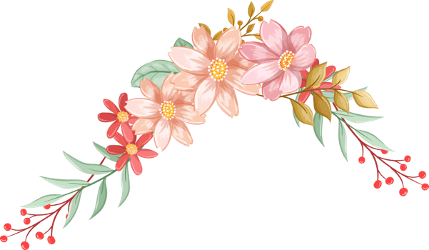 Orange Flower Arrangement with watercolor style png