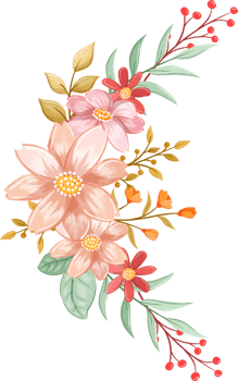 Orange Flower Arrangement with watercolor style png