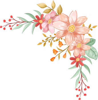 Orange Flower Arrangement with watercolor style png