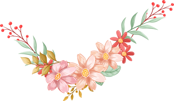 Orange Flower Arrangement with watercolor style png