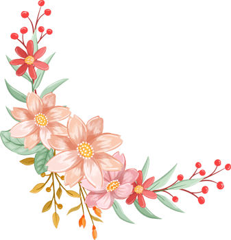 Orange Flower Arrangement with watercolor style png