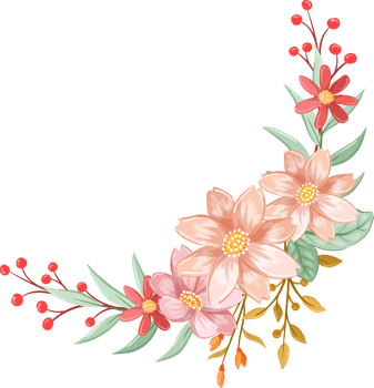 Orange Flower Arrangement with watercolor style png