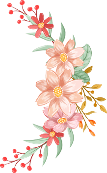 Orange Flower Arrangement with watercolor style png
