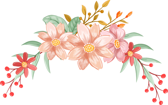 Orange Flower Arrangement with watercolor style png