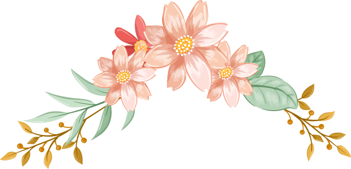 Orange Flower Arrangement with watercolor style png
