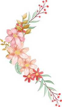 Orange Flower Arrangement with watercolor style png