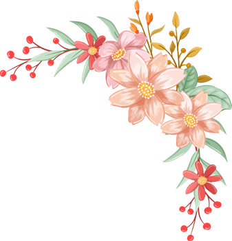 Orange Flower Arrangement with watercolor style png