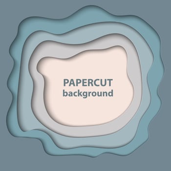 Vector background with pastel blue and beige color paper cut shapes. 3D abstract paper art style, design layout for business presentations, flyers, posters, prints, decoration, cards, brochure cover.