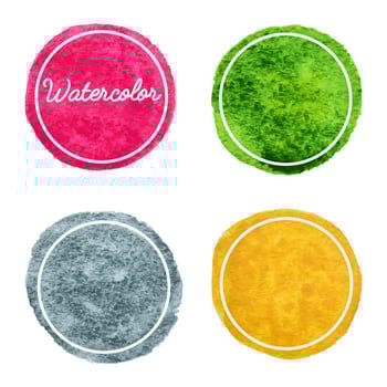 Set of multicolor watercolor hand drawn circles background vector
