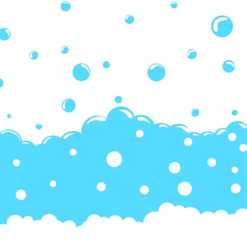 Foam bubbles vector illustration on white background. Bubble bath concept.