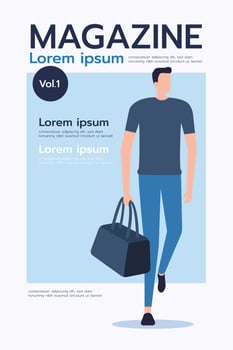 casual guy holding bag, character design and flat design vector