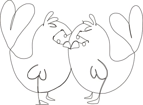 continuous line art drawing of bird vector