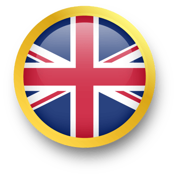 Official flag of United kingdom in golden circle shape. Nation flag illustration. png