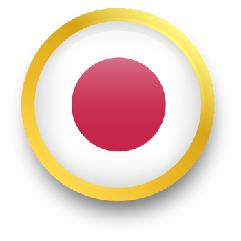 Official flag of Japan in golden circle shape. Nation flag illustration. png
