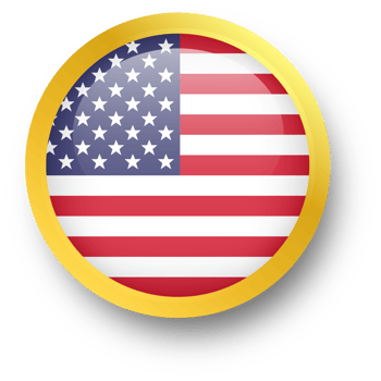 Official flag of United stated in golden circle shape. Nation flag illustration. png