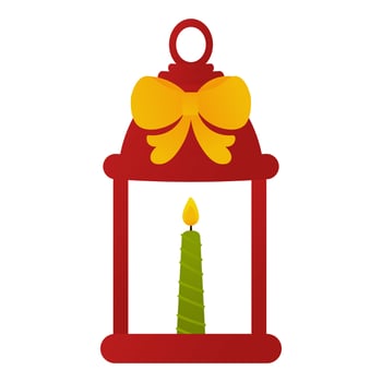 Christmas lantern with cozy candel in cartoon style, isolated on white background, clip art for poster design vector
