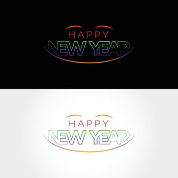 Neon happy new year design with happy sign vector