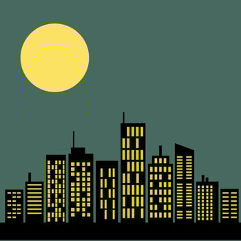 City view vector design at night