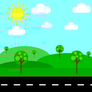 Landscape vector design in doodle style