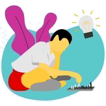 Vector illustration design of a boy playing chess