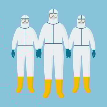 Vector illustration design of person wearing anti virus suit