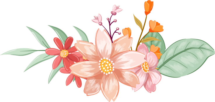 Orange Flower Arrangement with watercolor style png