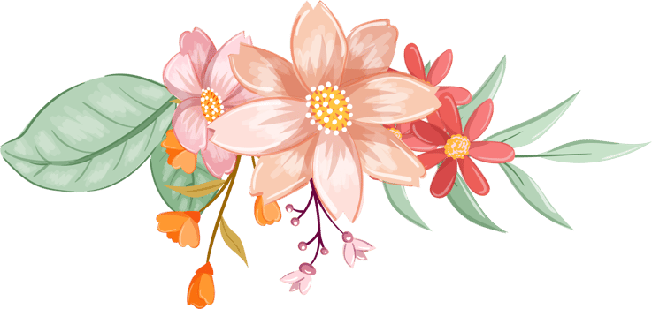 Orange Flower Arrangement with watercolor style png