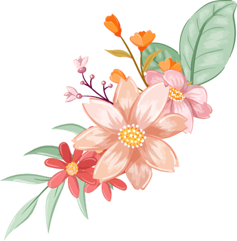 Orange Flower Arrangement with watercolor style png