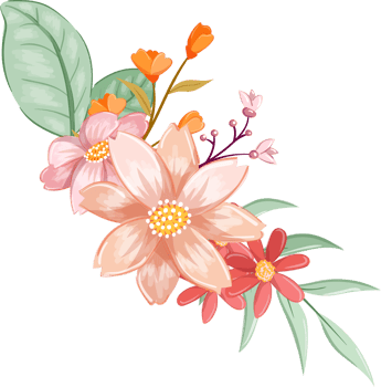 Orange Flower Arrangement with watercolor style png