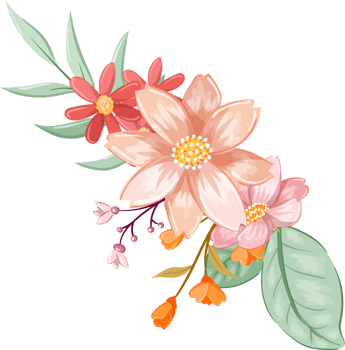 Orange Flower Arrangement with watercolor style png