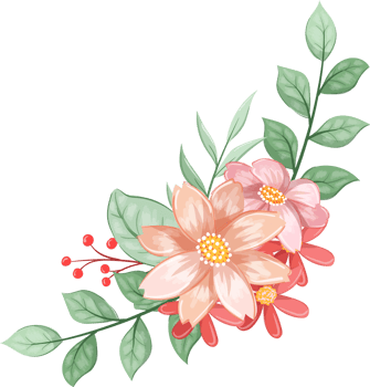 Orange Flower Arrangement with watercolor style png
