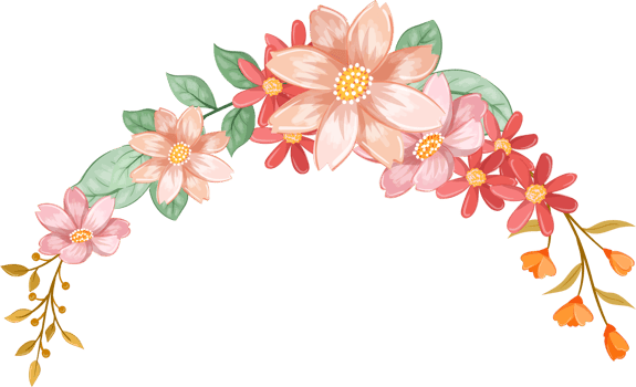 Orange Flower Arrangement with watercolor style png