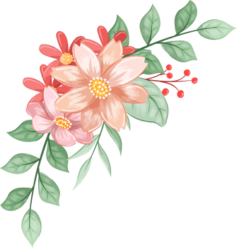 Orange Flower Arrangement with watercolor style png