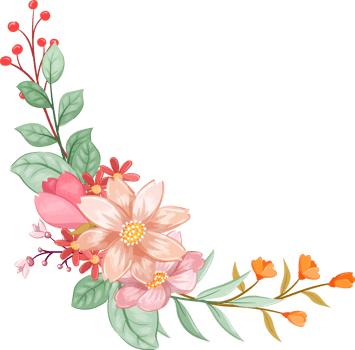 Orange Flower Arrangement with watercolor style png