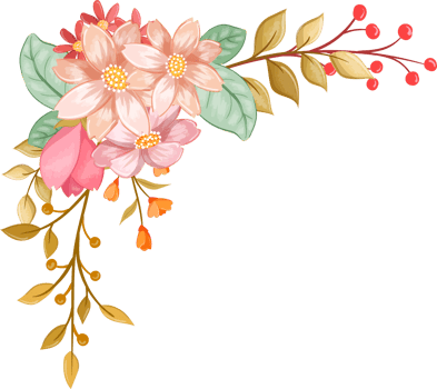 Orange Flower Arrangement with watercolor style png